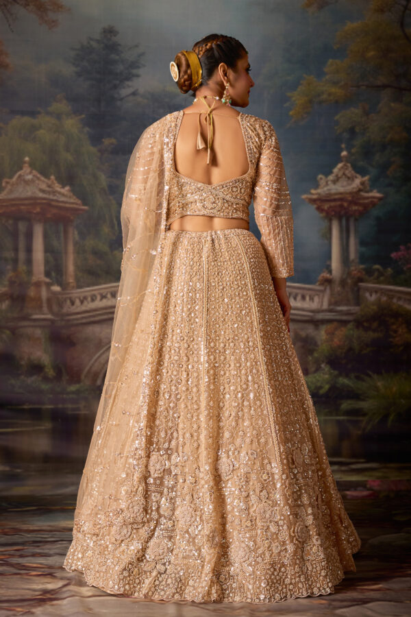 Golden Beads Embroidered Wedding Lehenga - Image 2