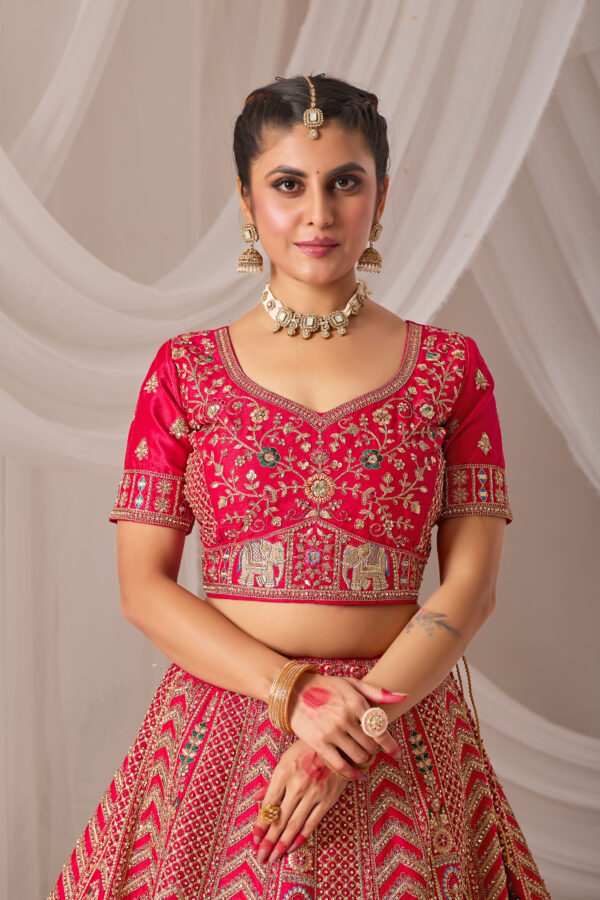 Royal Pink Embroidered Work Lehega For Wedding - Image 3