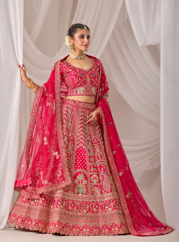 Royal Pink Embroidered Work Lehega For Wedding - Image 7