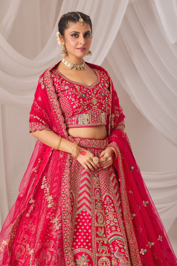 Royal Pink Embroidered Work Lehega For Wedding - Image 6