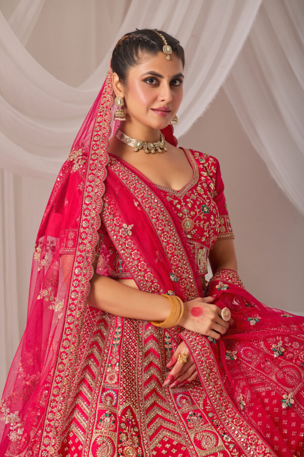 Royal Pink Embroidered Work Lehega For Wedding - Image 4