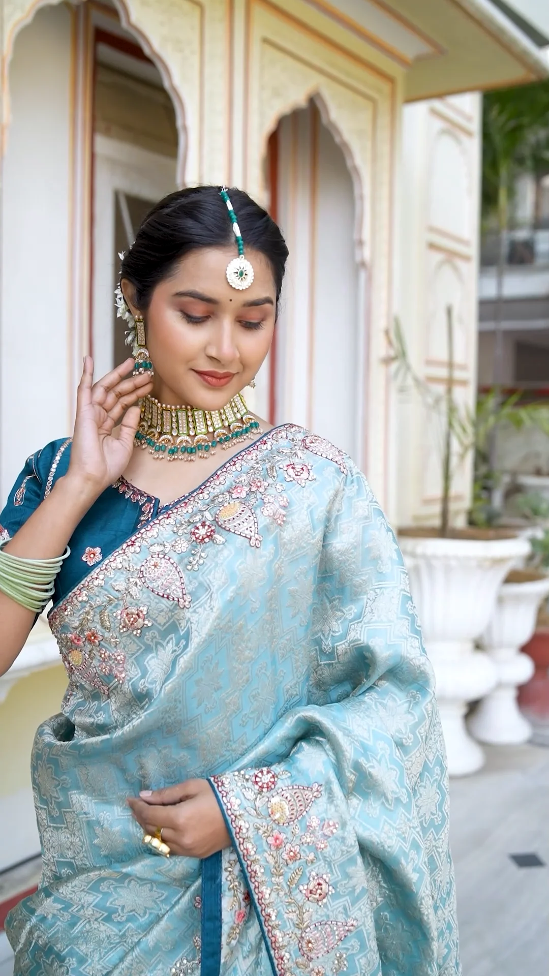 CASUAL LIGHT BLUE SAREE WITH EMBRIODERY WORK