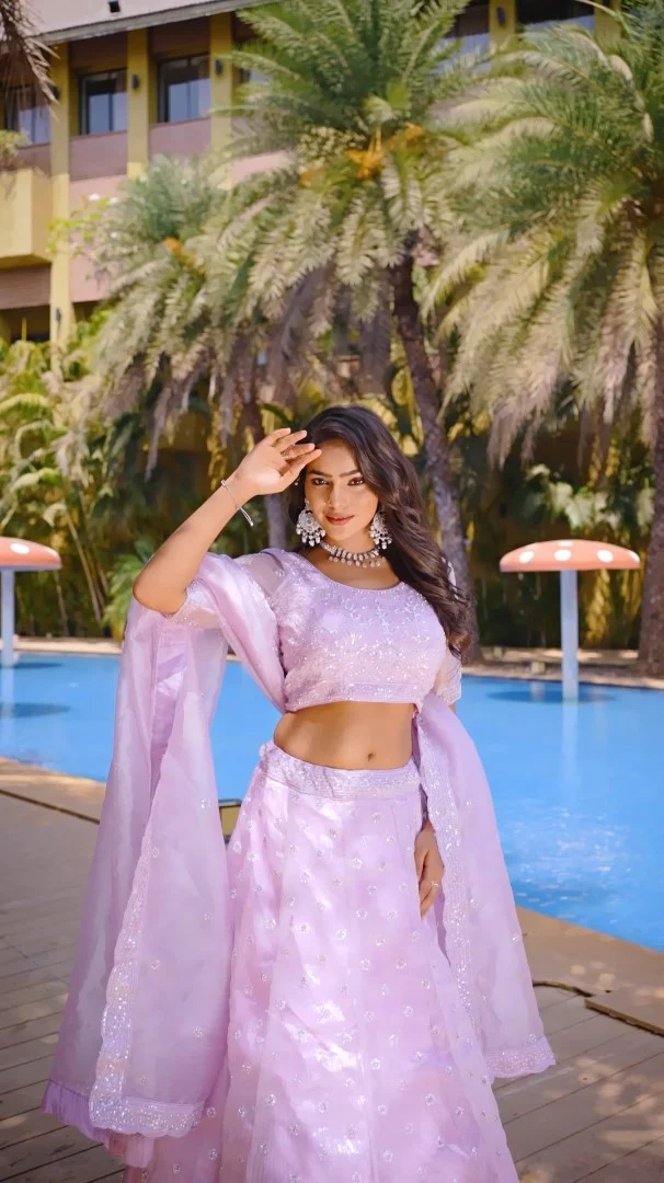 Lavender sequence Work Georgette Lehenga Choli